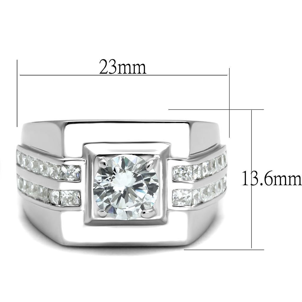 TS553 - Rhodium 925 Sterling Silver Ring with AAA Grade CZ  in Clear - Joyeria Lady