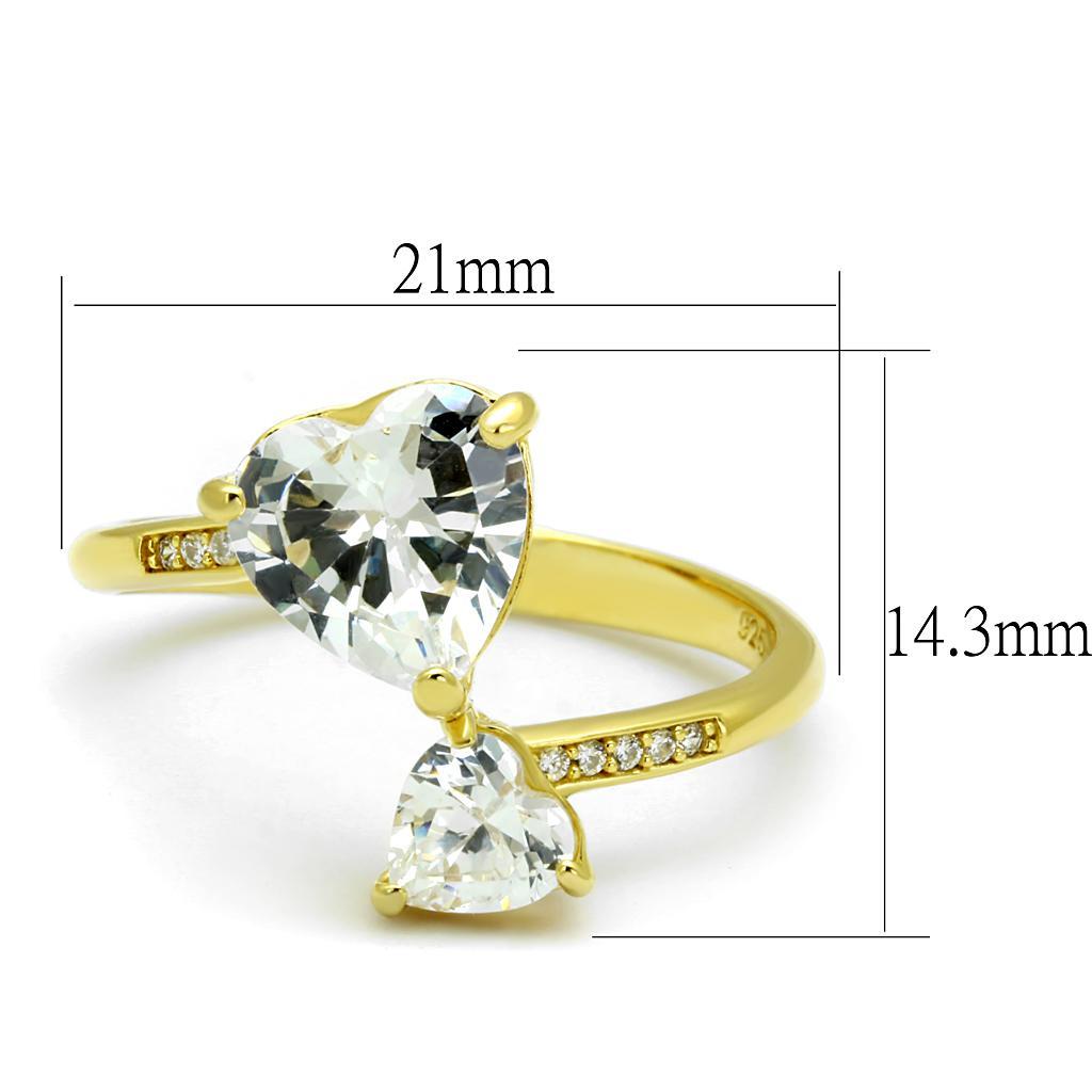 TS555 - Gold 925 Sterling Silver Ring with AAA Grade CZ  in Clear - Joyeria Lady
