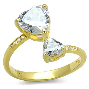 TS555 - Gold 925 Sterling Silver Ring with AAA Grade CZ  in Clear