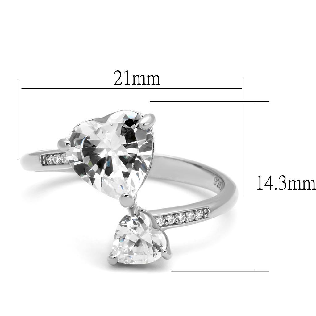 TS556 - Rhodium 925 Sterling Silver Ring with AAA Grade CZ  in Clear - Joyeria Lady