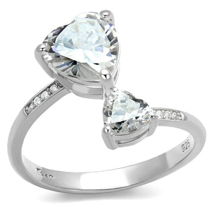 TS556 - Rhodium 925 Sterling Silver Ring with AAA Grade CZ  in Clear