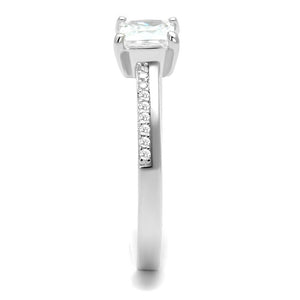 TS558 - Rhodium 925 Sterling Silver Ring with AAA Grade CZ  in Clear