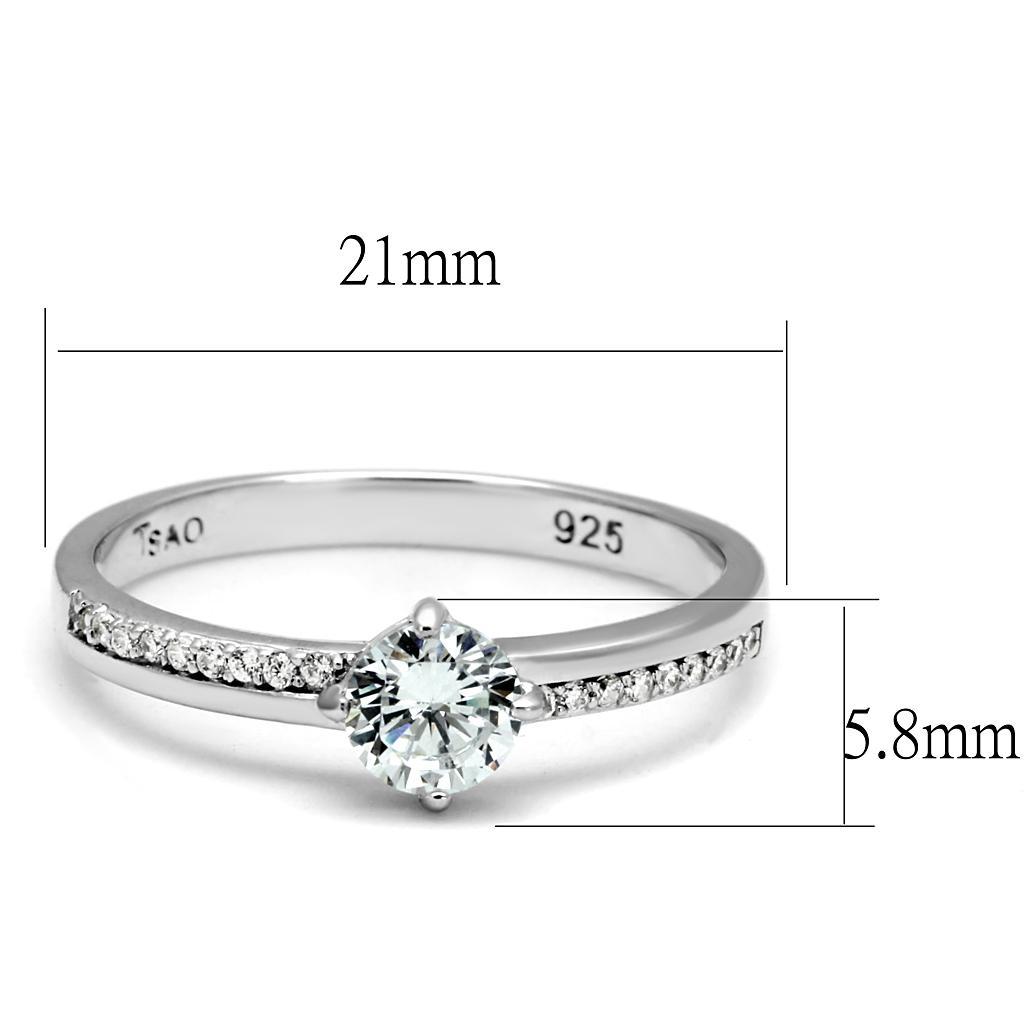TS560 - Rhodium 925 Sterling Silver Ring with AAA Grade CZ  in Clear - Joyeria Lady