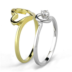 TS565 - Gold+Rhodium 925 Sterling Silver Ring with AAA Grade CZ  in Clear