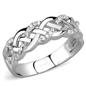 TS566 - Rhodium 925 Sterling Silver Ring with AAA Grade CZ  in Clear