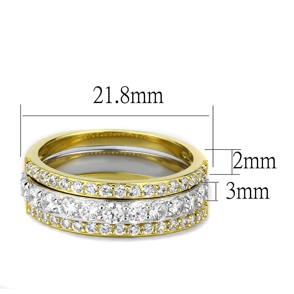TS568 - Gold+Rhodium 925 Sterling Silver Ring with AAA Grade CZ  in Clear - Joyeria Lady