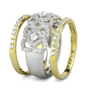 TS569 - Gold+Rhodium 925 Sterling Silver Ring with AAA Grade CZ  in Clear