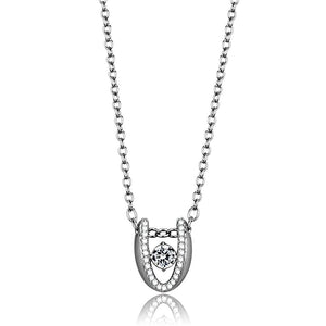 TS572 Rhodium 925 Sterling Silver Necklace with AAA Grade CZ in Clear