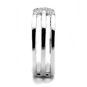 TS574 - Rhodium 925 Sterling Silver Ring with AAA Grade CZ  in Clear