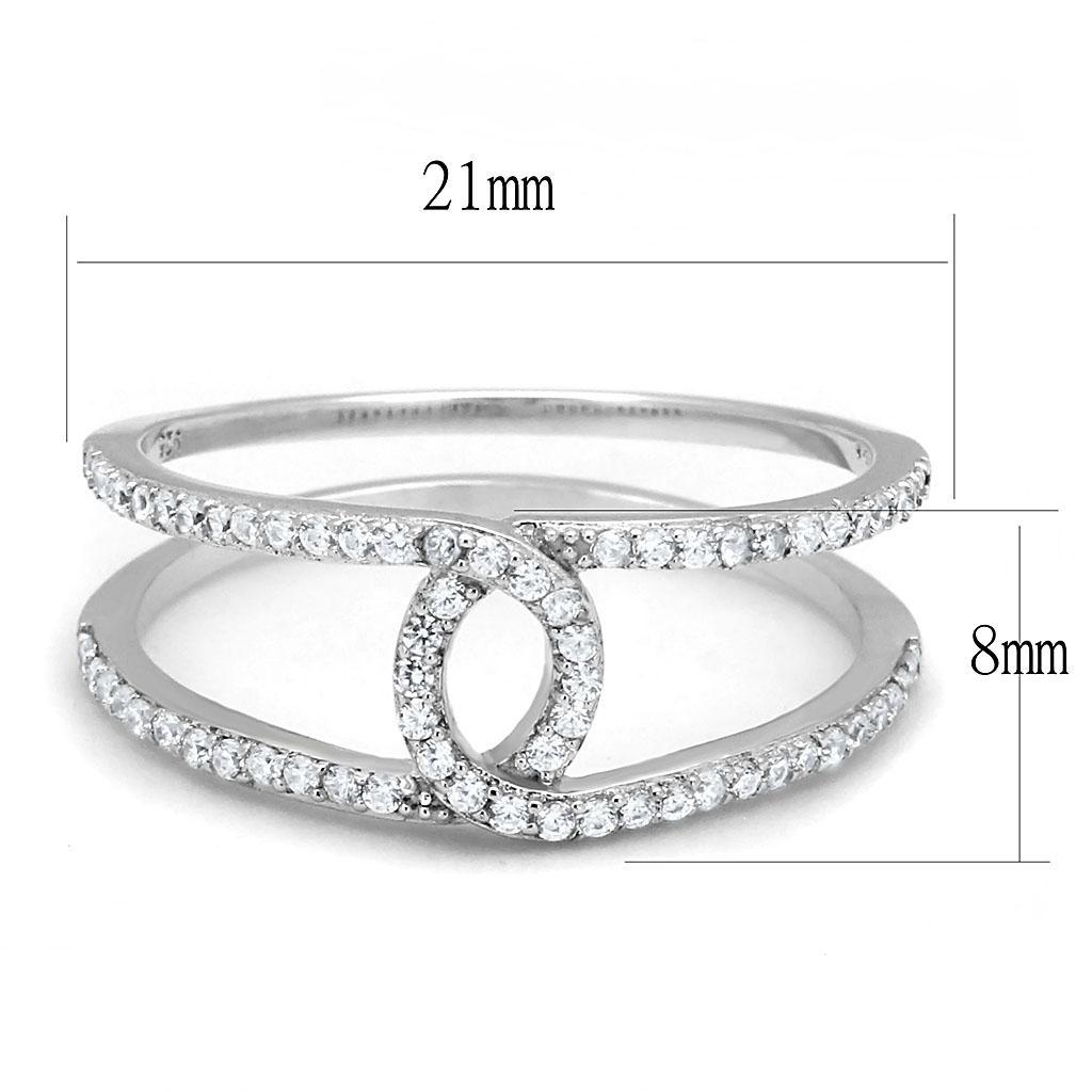 TS575 - Rhodium 925 Sterling Silver Ring with AAA Grade CZ  in Clear - Joyeria Lady