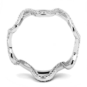 TS576 - Rhodium 925 Sterling Silver Ring with AAA Grade CZ  in Clear
