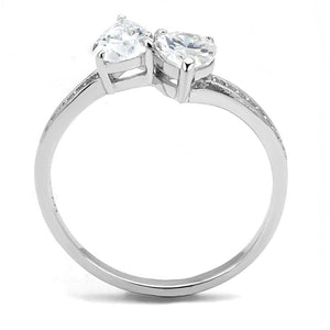 TS578 - Rhodium 925 Sterling Silver Ring with AAA Grade CZ  in Clear