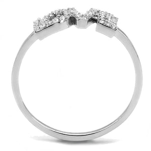 TS580 - Rhodium 925 Sterling Silver Ring with AAA Grade CZ  in Clear