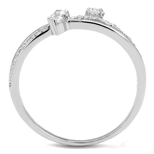 TS581 - Rhodium 925 Sterling Silver Ring with AAA Grade CZ  in Clear