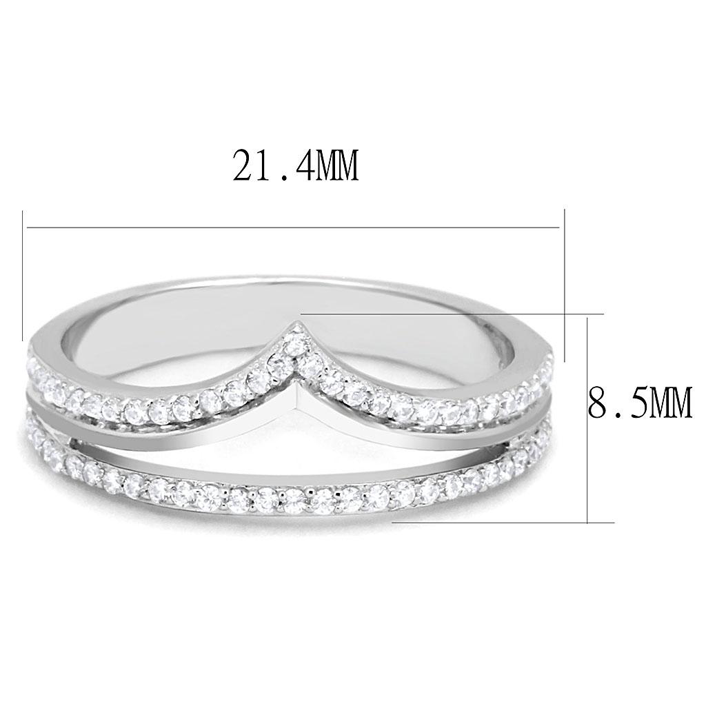 TS582 - Rhodium 925 Sterling Silver Ring with AAA Grade CZ  in Clear - Joyeria Lady