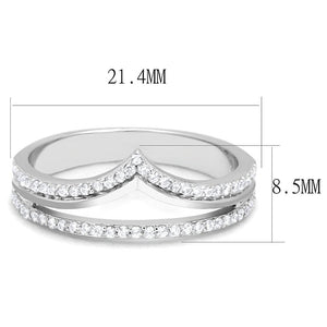 TS582 - Rhodium 925 Sterling Silver Ring with AAA Grade CZ  in Clear