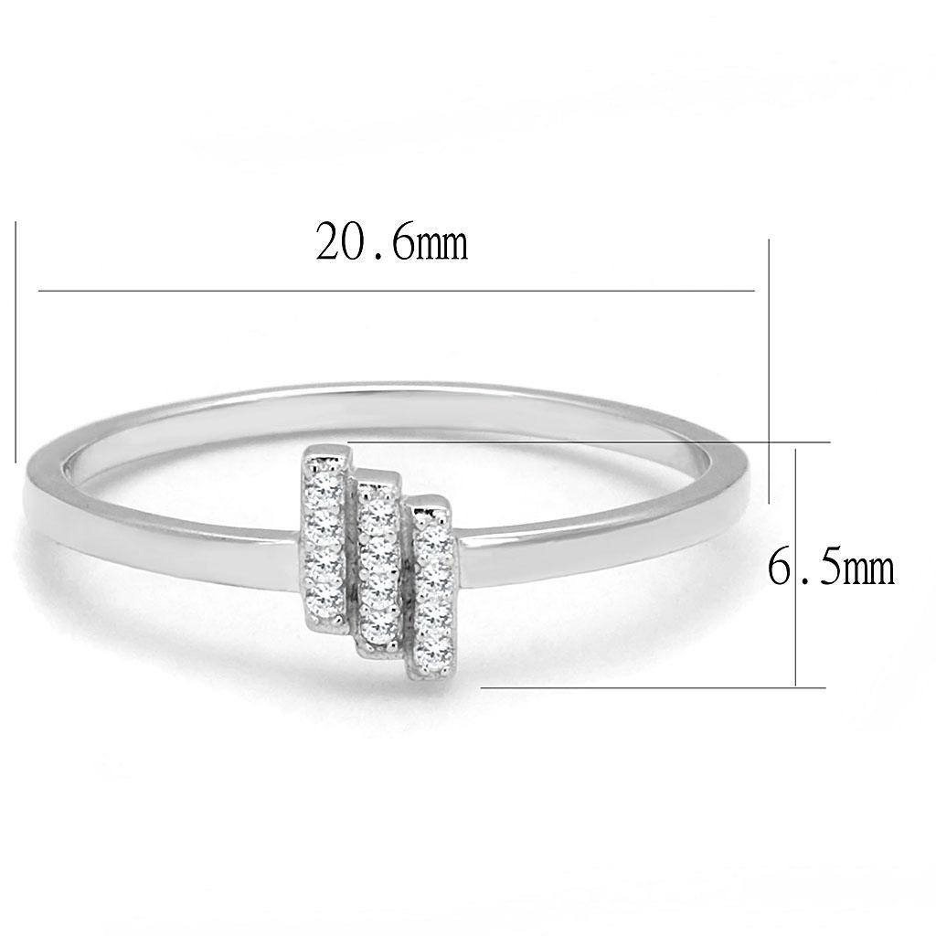 TS584 - Rhodium 925 Sterling Silver Ring with AAA Grade CZ  in Clear - Joyeria Lady