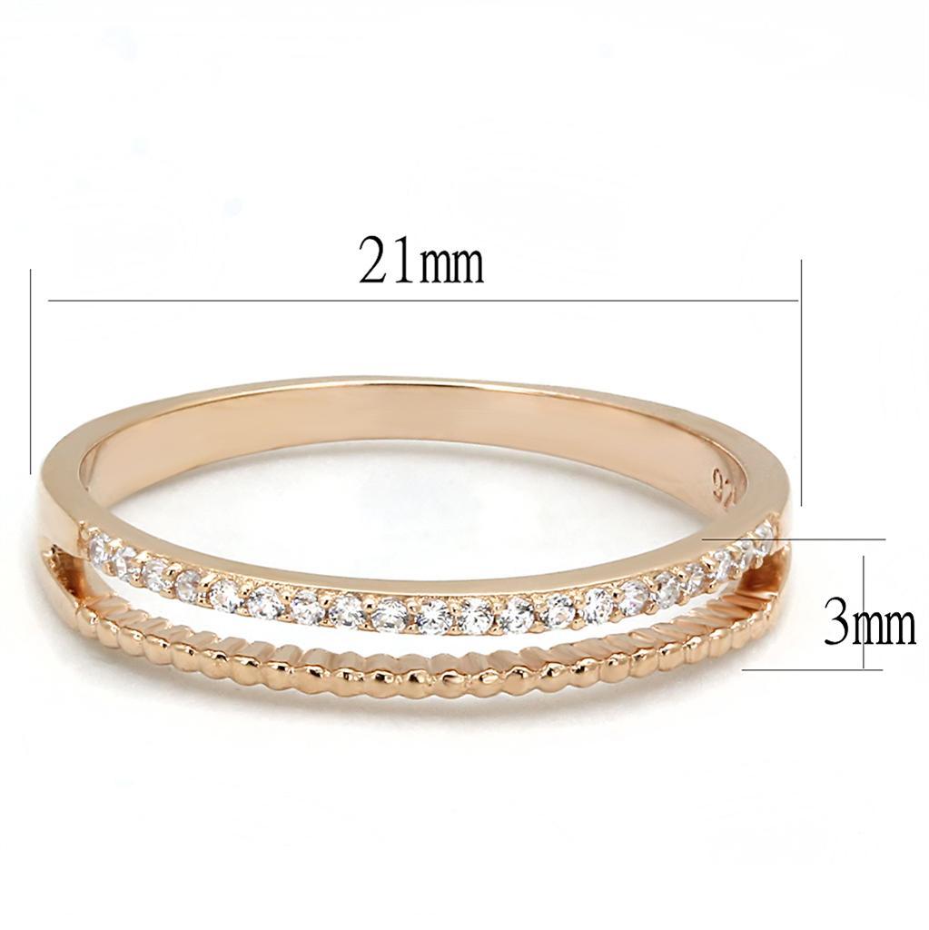 TS592 - Rose Gold 925 Sterling Silver Ring with AAA Grade CZ  in Clear - Joyeria Lady