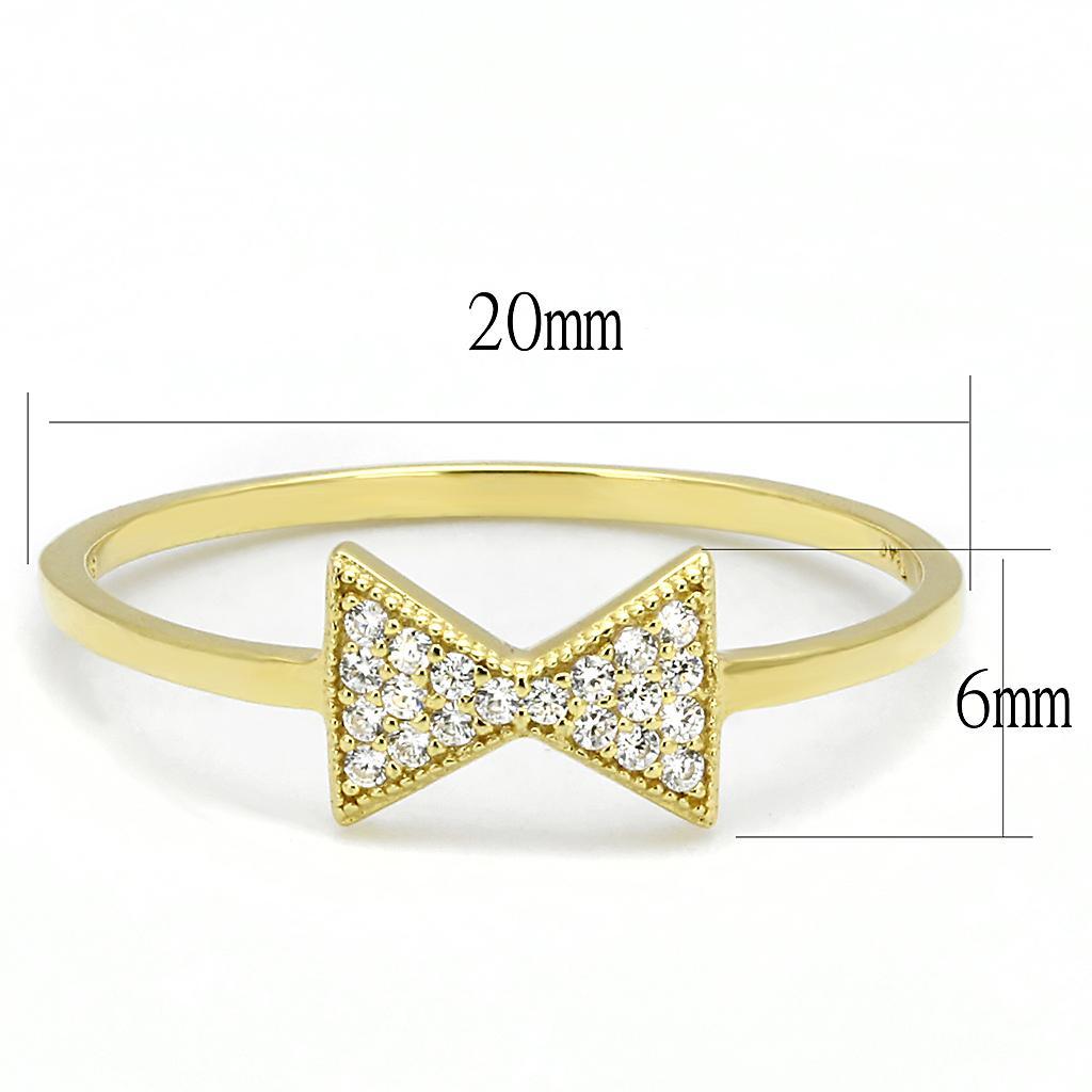 TS593 - Gold 925 Sterling Silver Ring with AAA Grade CZ  in Clear - Joyeria Lady