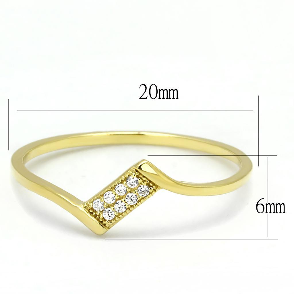 TS594 - Gold 925 Sterling Silver Ring with AAA Grade CZ  in Clear - Joyeria Lady