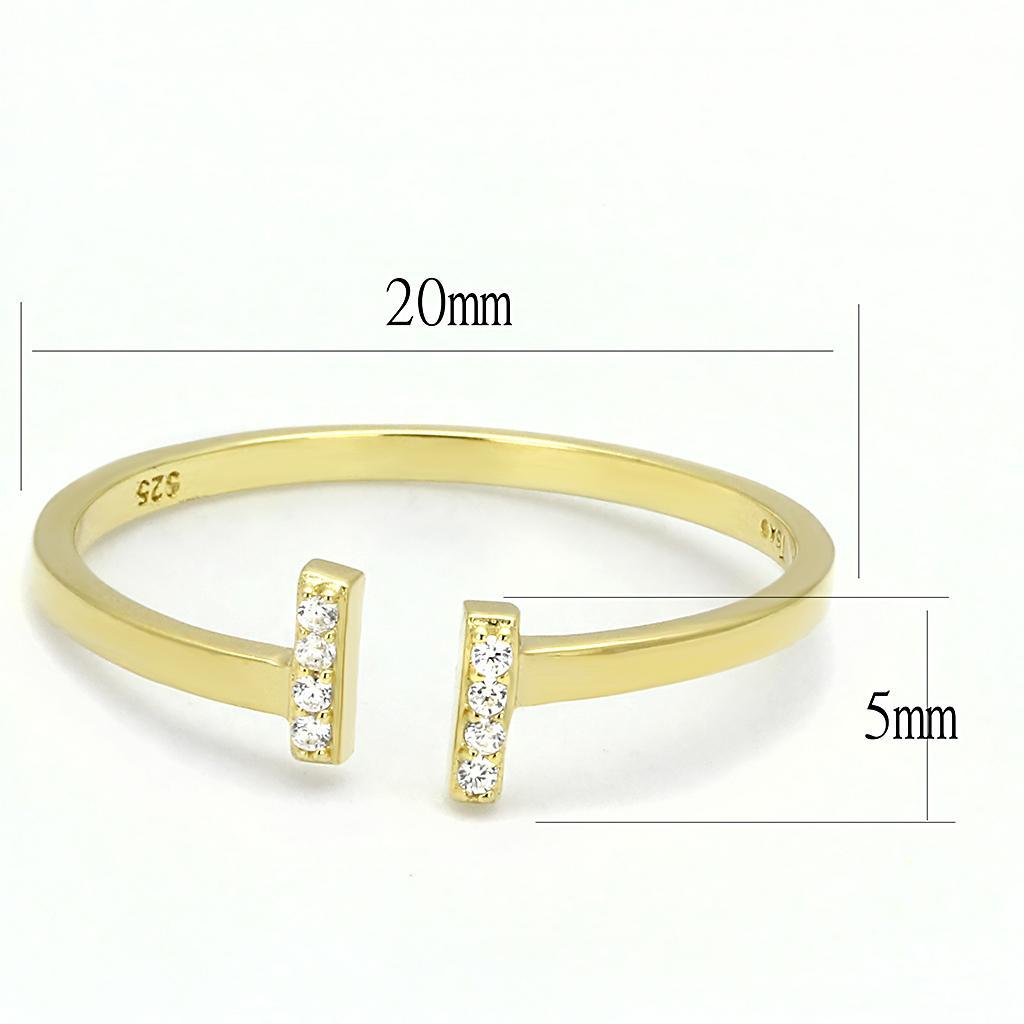 TS595 - Gold 925 Sterling Silver Ring with AAA Grade CZ  in Clear - Joyeria Lady