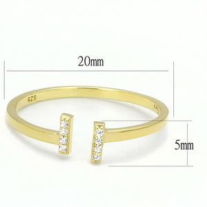 TS595 - Gold 925 Sterling Silver Ring with AAA Grade CZ  in Clear