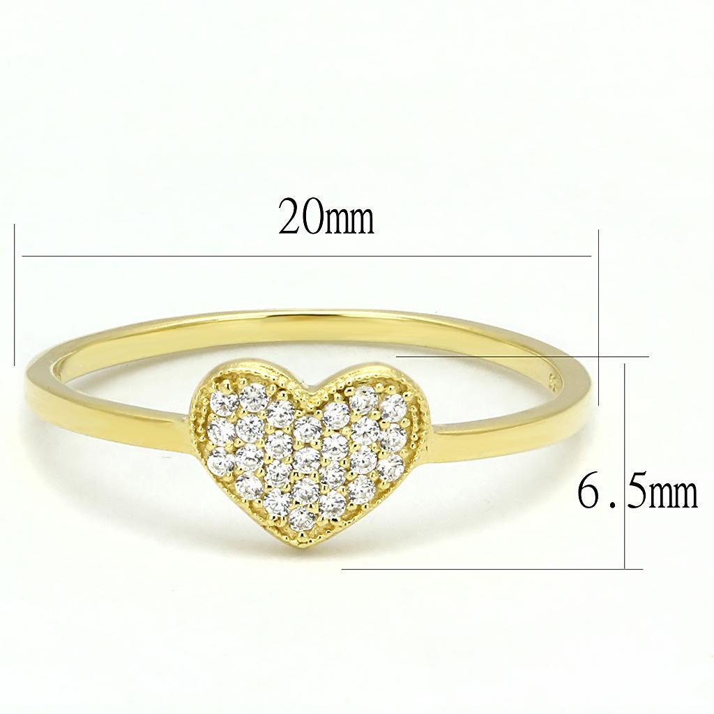 TS596 - Gold 925 Sterling Silver Ring with AAA Grade CZ  in Clear - Joyeria Lady