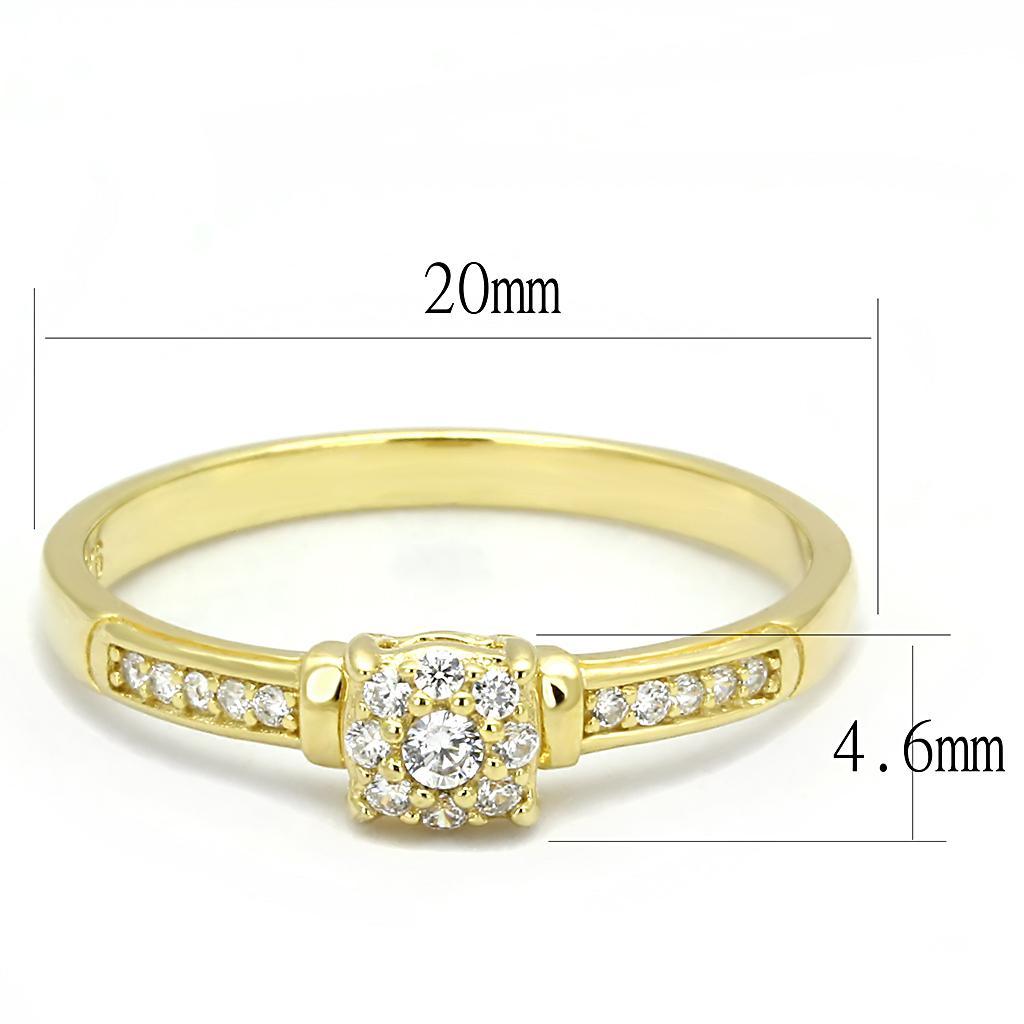TS597 - Gold 925 Sterling Silver Ring with AAA Grade CZ  in Clear - Joyeria Lady