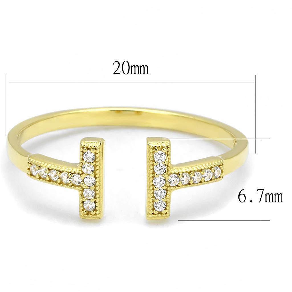 TS598 - Gold 925 Sterling Silver Ring with AAA Grade CZ  in Clear - Joyeria Lady