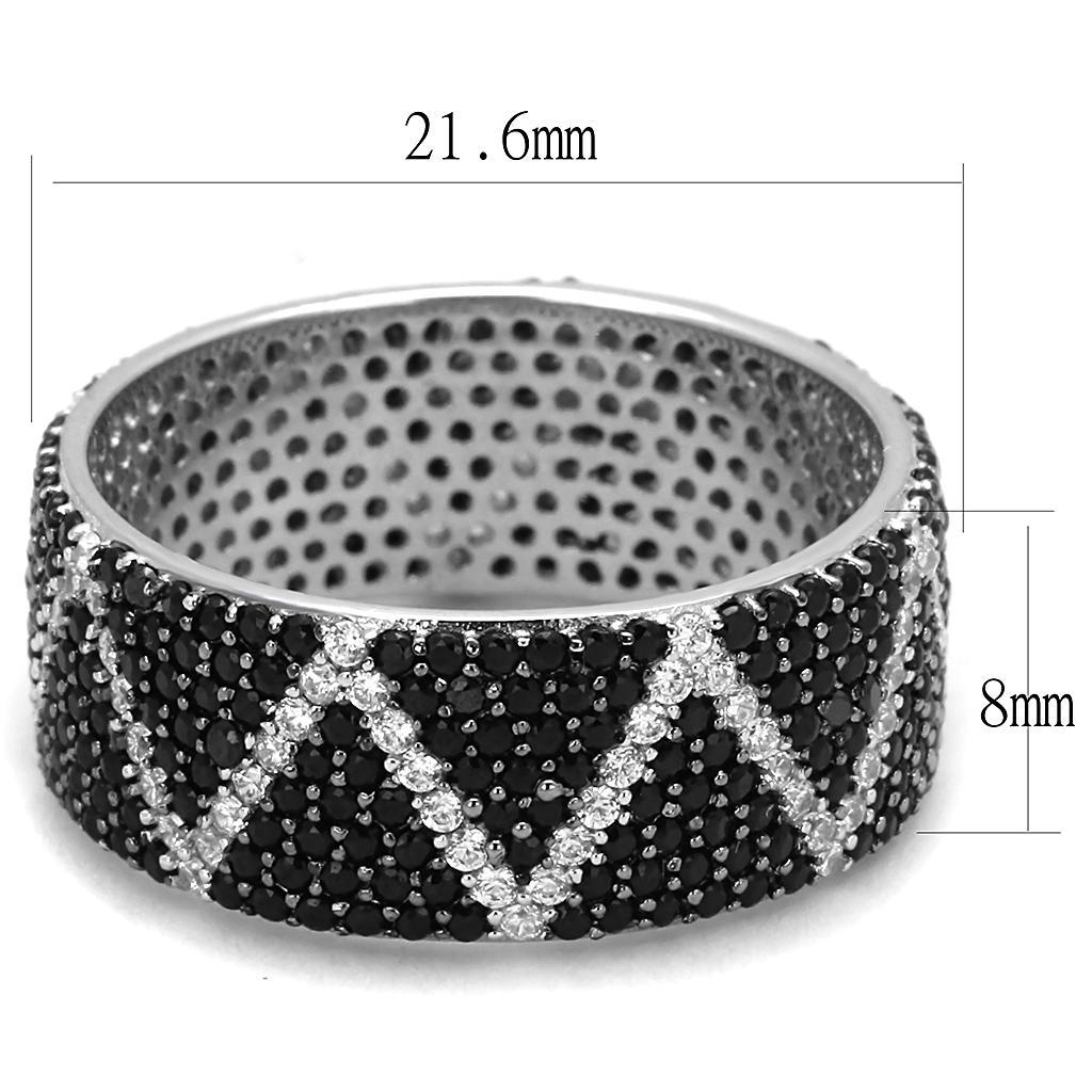 TS600 - Rhodium + Ruthenium 925 Sterling Silver Ring with Synthetic Spinel in Multi Color - Joyeria Lady