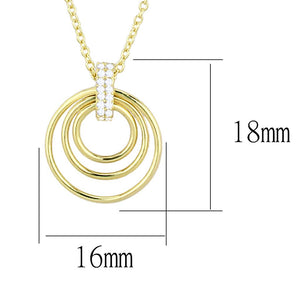 TS601 Gold 925 Sterling Silver Necklace with AAA Grade CZ in Clear