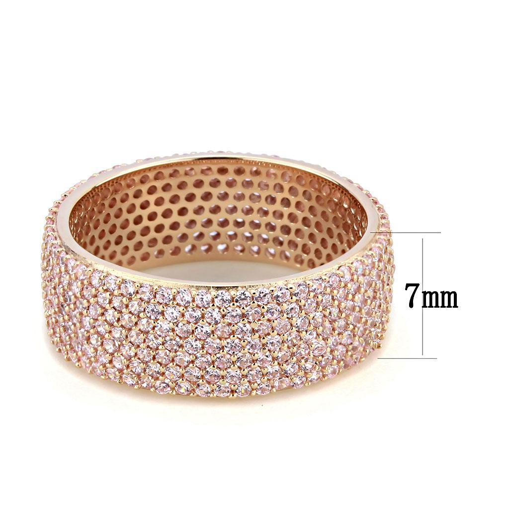 TS612 - Rose Gold 925 Sterling Silver Ring with AAA Grade CZ  in Light Rose - Joyeria Lady