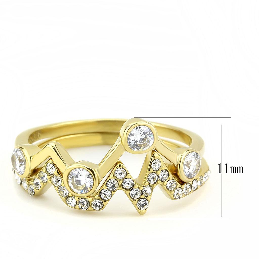 TK3596 - IP Gold(Ion Plating) Stainless Steel Ring with AAA Grade CZ  in Clear - Joyeria Lady