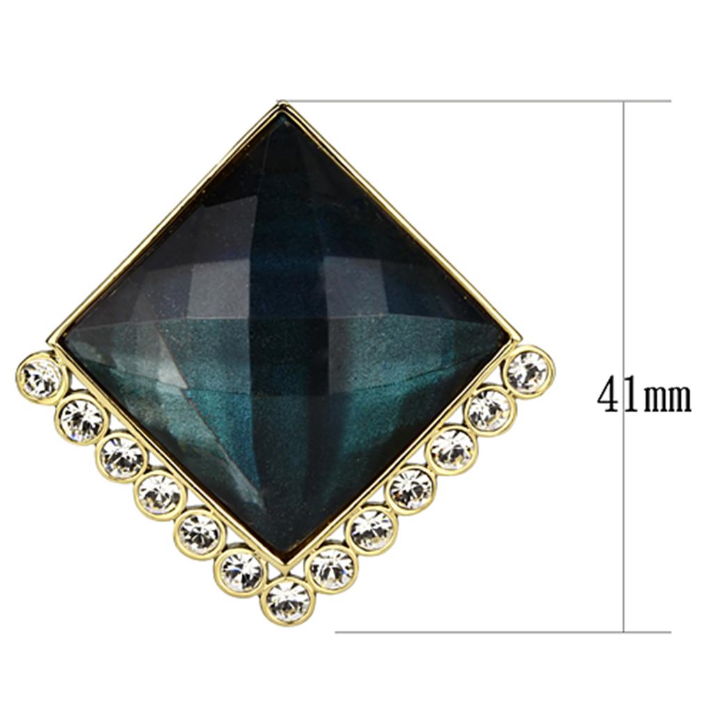 VL064 IP Gold(Ion Plating) Brass Earrings with Synthetic in Tanzanite - Joyeria Lady