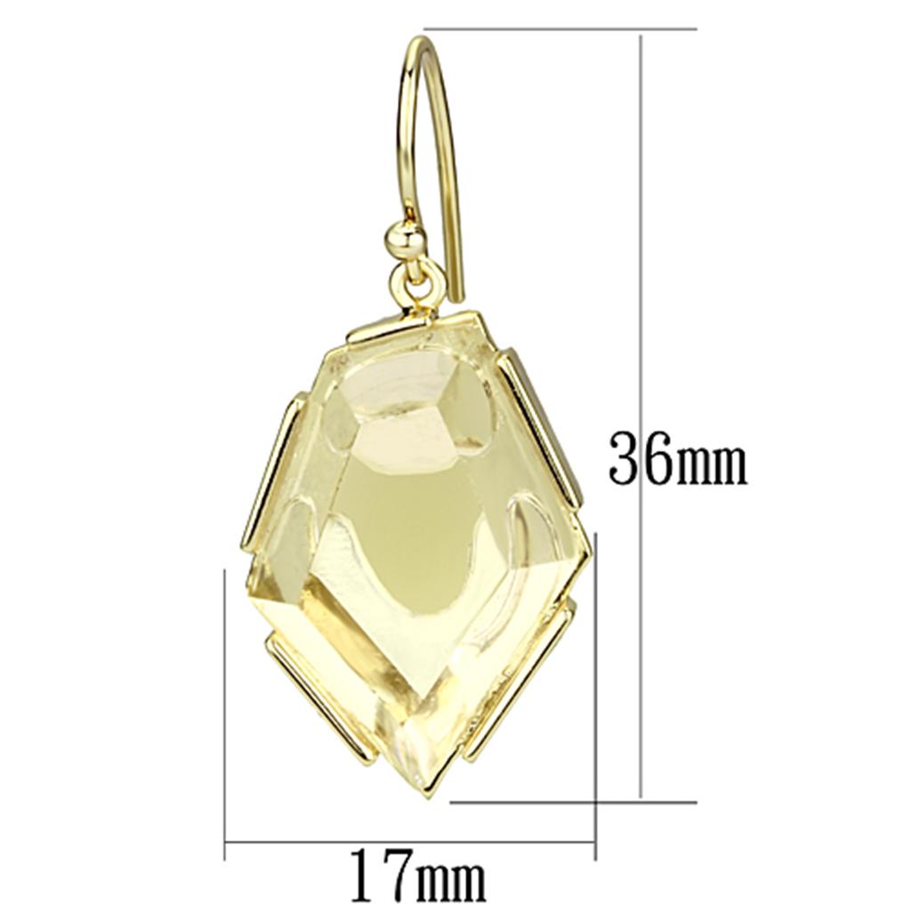 VL066 IP Gold(Ion Plating) Brass Earrings with Synthetic in Clear - Joyeria Lady