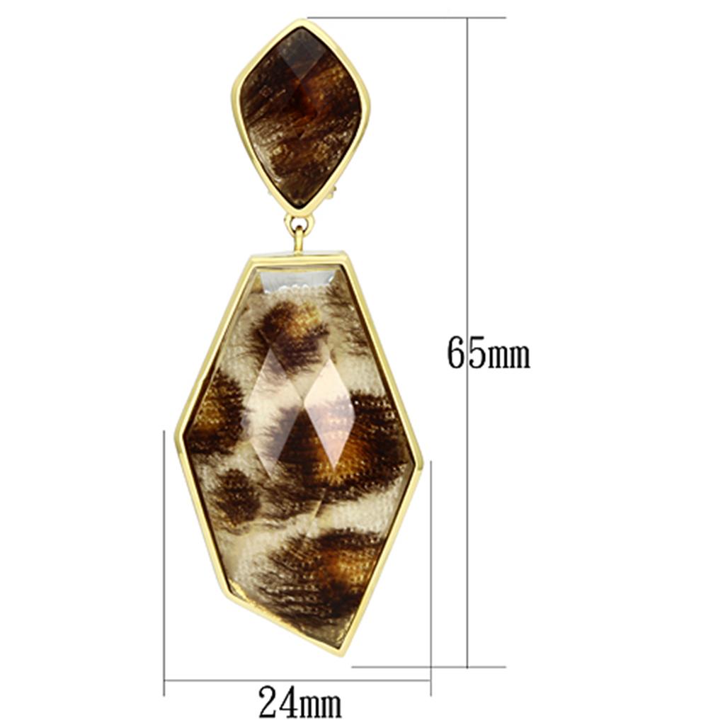 VL074 IP Gold(Ion Plating) Brass Earrings with Synthetic in Animal pattern - Joyeria Lady