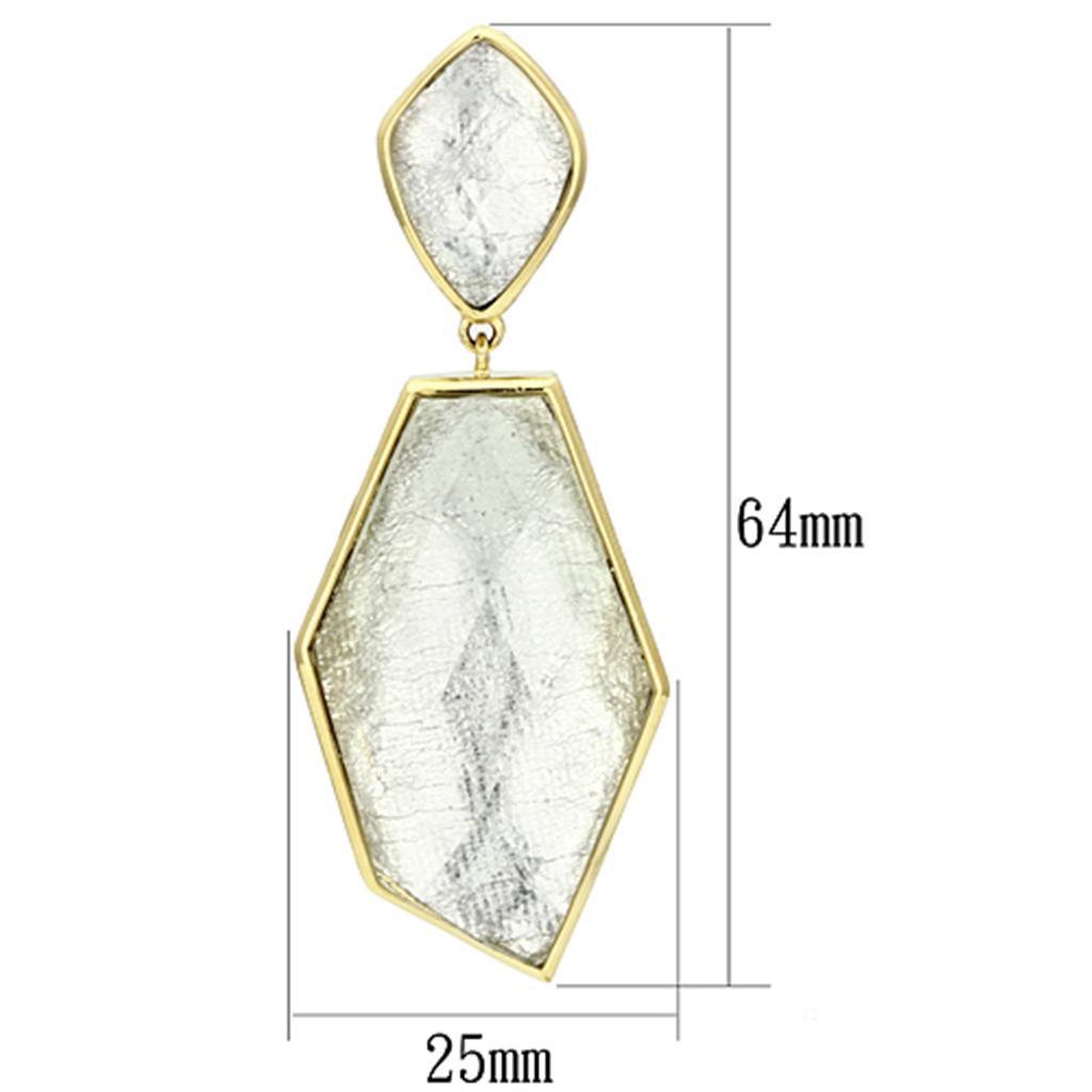 VL075 IP Gold(Ion Plating) Brass Earrings with Synthetic in White - Joyeria Lady