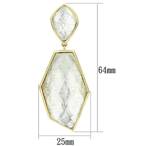 VL075 IP Gold(Ion Plating) Brass Earrings with Synthetic in White
