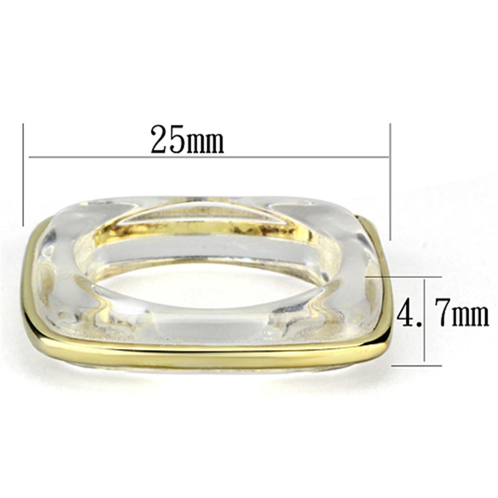 VL081 IP Gold(Ion Plating) Brass Ring with Synthetic in Clear - Joyeria Lady