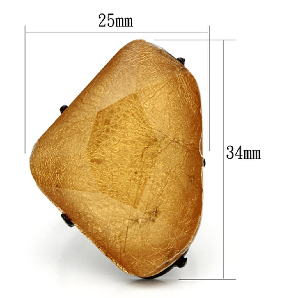 VL097 - IP Black(Ion Plating) Stainless Steel Ring with Synthetic Synthetic Stone in Orange - Joyeria Lady