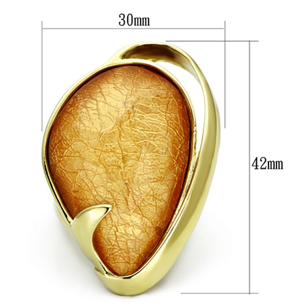 VL098 - IP Gold(Ion Plating) Stainless Steel Ring with Synthetic Synthetic Stone in Orange - Joyeria Lady