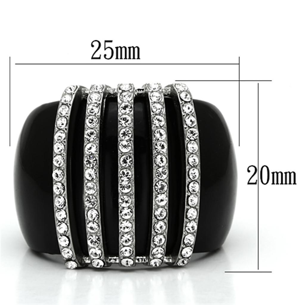 VL099 - High polished (no plating) Stainless Steel Ring with Top Grade Crystal  in Clear - Joyeria Lady
