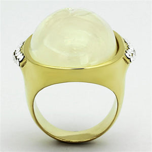 VL108 - IP Gold(Ion Plating) Stainless Steel Ring with Synthetic Synthetic Stone in Clear