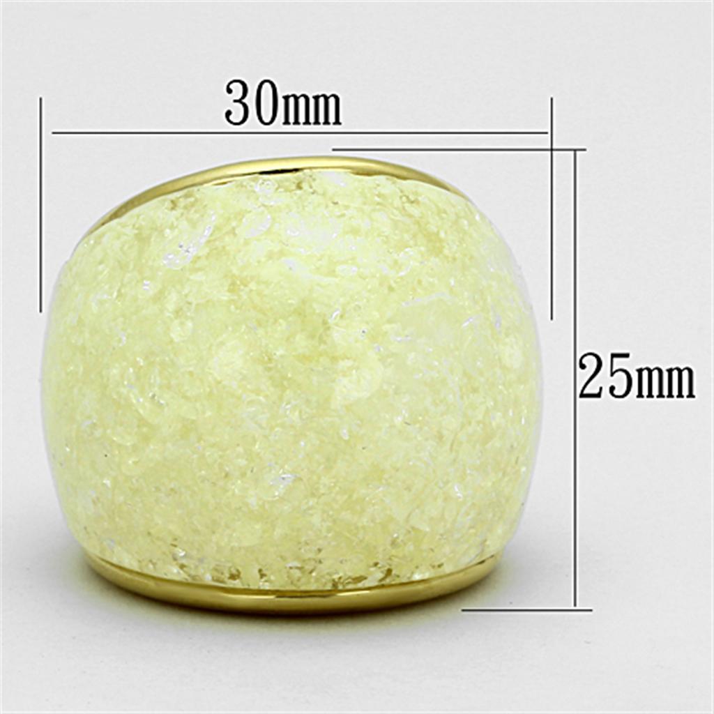 VL109 - IP Gold(Ion Plating) Stainless Steel Ring with Synthetic Synthetic Stone in Citrine Yellow - Joyeria Lady