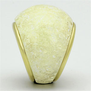 VL109 - IP Gold(Ion Plating) Stainless Steel Ring with Synthetic Synthetic Stone in Citrine Yellow