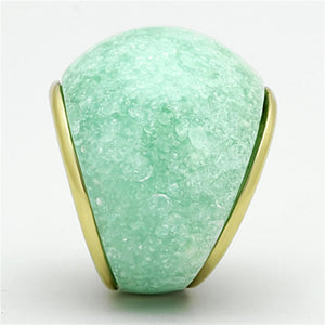 VL110 - IP Gold(Ion Plating) Stainless Steel Ring with Synthetic Synthetic Stone in Emerald
