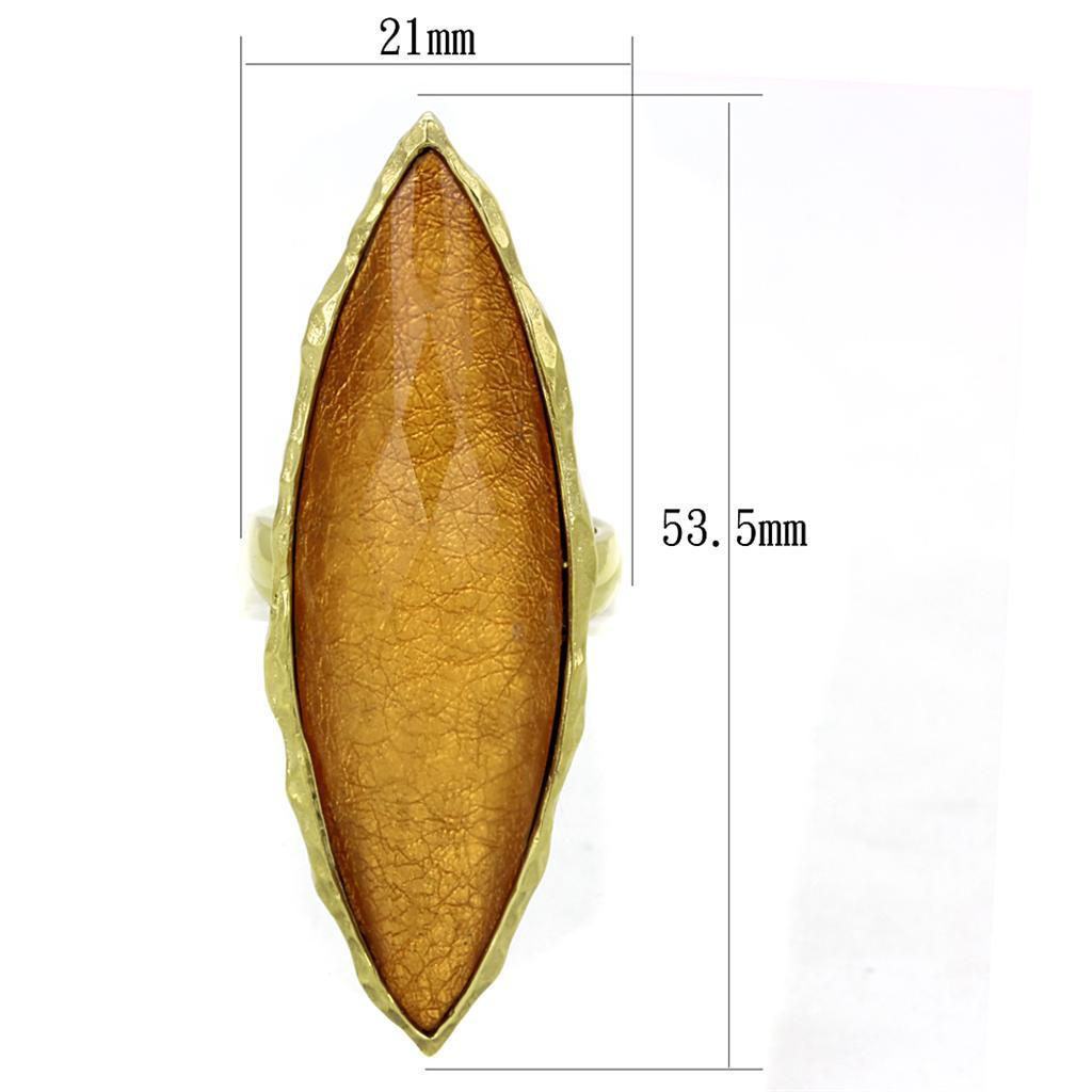 VL120 - IP Gold(Ion Plating) Stainless Steel Ring with Synthetic Synthetic Stone in Orange - Joyeria Lady