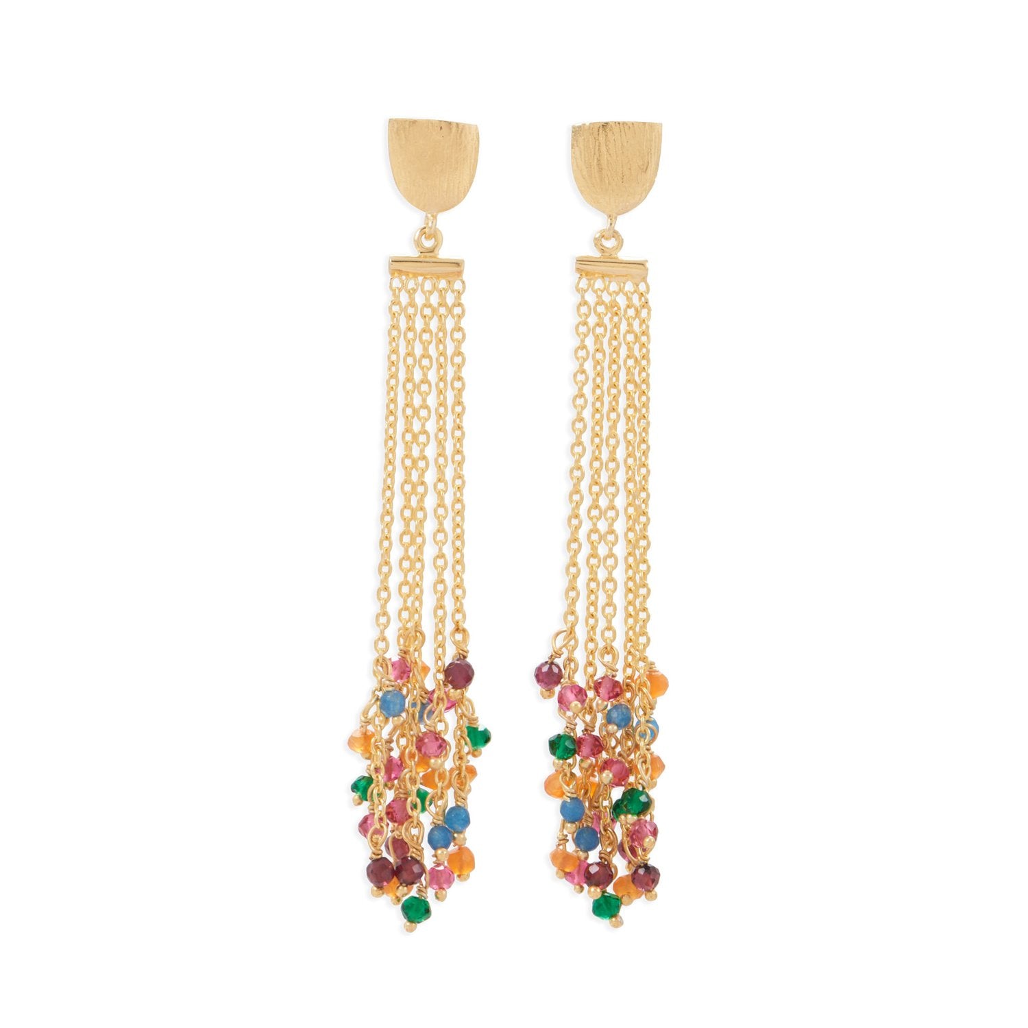 14 Karat Gold Plated Brass Multi Color Fashion Earrings - Joyeria Lady