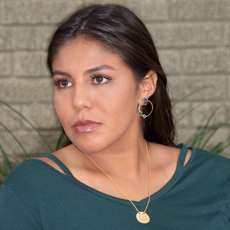 14 Karat Gold Plated Brass Multi Stone Fashion Earrings - Joyeria Lady