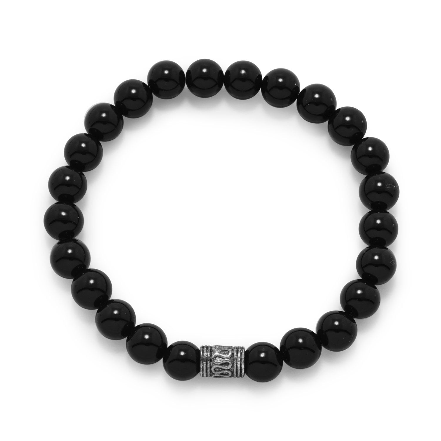 Black Onyx Bead Fashion Stretch Bracelet - Joyeria Lady